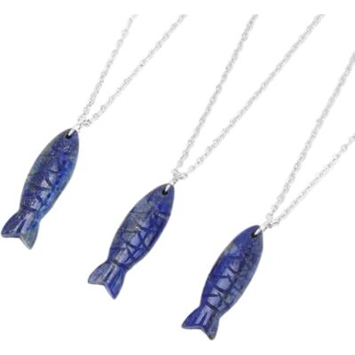 KYINYUECH 1 collier pendentif en forme de poisson pierre naturelle améthyste double face chaîne en acier inoxydable, Pierre KYINYUECH 1 collier pendentif en forme de poisson pierre naturelle améthyste double face chaîne en acier inoxydable, Pierre