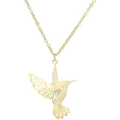BlackAmazement Collier en acier inoxydable 316L avec pendentif colibri oiseau argent or femme homme BlackAmazement Collier en acier inoxydable 316L avec pendentif colibri oiseau argent or femme homme