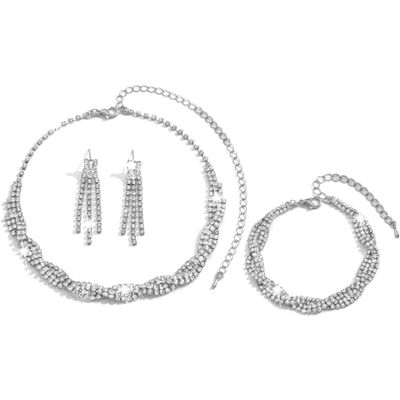 XFSRG Ensemble de bijoux 3 pièces pour femme Collier Bracelet Boucles d'oreilles Pendentif en strass Bijoux de mariée Bijoux de fête Bijou à paillettes Accessoires de mariage pour XFSRG Ensemble de bijoux 3 pièces pour femme Collier Bracelet Boucles d'oreilles Pendentif en strass Bijoux de mariée Bijoux de fête Bijou à paillettes Accessoires de mariage pour