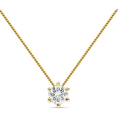 Miore Collier pour femme 0,20 ct avec pendentif solitaire diamant brillant chaîne en or jaune 14 carats / or 585 Miore Collier pour femme 0,20 ct avec pendentif solitaire diamant brillant chaîne en or jaune 14 carats / or 585