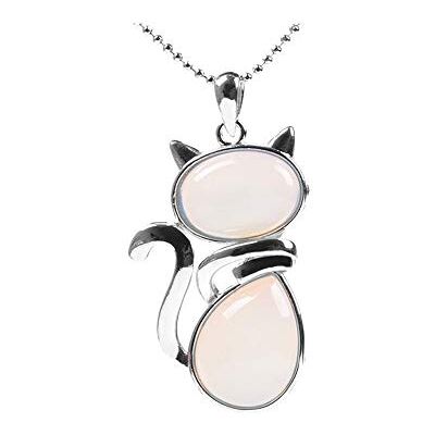 BlackAmazement Pendentif avec chaîne en pierre naturelle chat roses quartz agate œil de tigre reiki femme BlackAmazement Pendentif avec chaîne en pierre naturelle chat roses quartz agate œil de tigre reiki femme