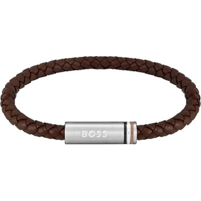 Boss Hugo 1580623 Bracelet en cuir tressé pour homme Marron avec fermeture magnétique en acier inoxydable doré, Talla única, Cuir, Pas de gemme Boss Hugo 1580623 Bracelet en cuir tressé pour homme Marron avec fermeture magnétique en acier inoxydable doré, Talla única, Cuir, Pas de gemme