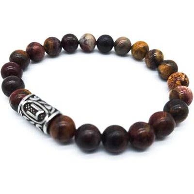 Bracelet Viking Futhark Rune en pierres précieuses (18/21 cm) pour femme/homme dans une boîte cadeau, protection de l'énergie porte-bonheur Bracelet Viking Futhark Rune en pierres précieuses (18/21 cm) pour femme/homme dans une boîte cadeau, protection de l'énergie porte-bonheur