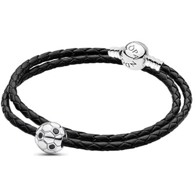 PANDORA Bracelet en cuir avec breloque ballon de football (coffret cadeau 31024), Lot PANDORA Bracelet en cuir avec breloque ballon de football (coffret cadeau 31024), Lot