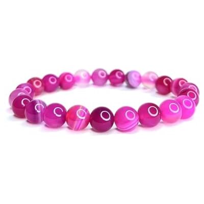 Felicidade Bracelet en Agate Fuchsia Pierre Naturelle Perles de taille 8mm Bijou Unisexe Élégant Cadeau Femme et Homme Cadeau Anniversaire Original et Coloré Felicidade Bracelet en Agate Fuchsia Pierre Naturelle Perles de taille 8mm Bijou Unisexe Élégant Cadeau Femme et Homme Cadeau Anniversaire Original et Coloré