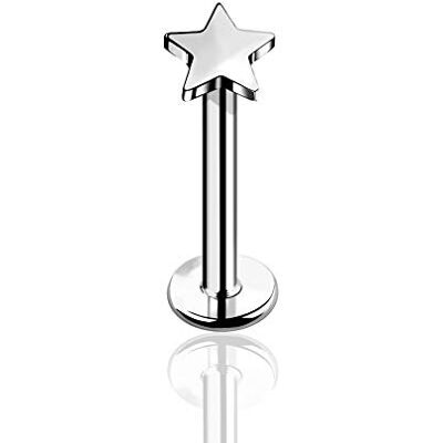 BlackAmazement Piercing labret en acier inoxydable 316L Pour tragus, hélix, monroe En forme d'étoile Argenté, or, noir Pour femme BlackAmazement Piercing labret en acier inoxydable 316L Pour tragus, hélix, monroe En forme d'étoile Argenté, or, noir Pour femme