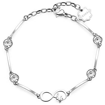 Brosway Armband CHAKRA mit Unendlichkeitssymbol für Damen aus Edelstahl mit Kristallen in der Farbe Silber mit Karabinerverschluss, Länge: 185 mm, BHKB029 Brosway Armband CHAKRA mit Unendlichkeitssymbol für Damen aus Edelstahl mit Kristallen in der Farbe Silber mit Karabinerverschluss, Länge: 185 mm, BHKB029