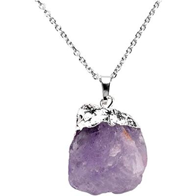 OUTLETISSIMO ® Collier Pendentif Améthyste Naturel Pierre Cristaux Violet ET100, taglia unica, Acier inoxydable, Améthyste OUTLETISSIMO ® Collier Pendentif Améthyste Naturel Pierre Cristaux Violet ET100, taglia unica, Acier inoxydable, Améthyste