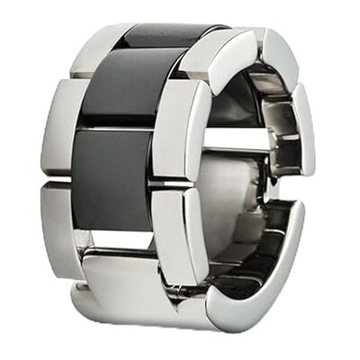 Monomania Bague femme en acier inoxydable anti-allergie céramique noir 13 mm 25851-53 Monomania Bague femme en acier inoxydable anti-allergie céramique noir 13 mm 25851-53