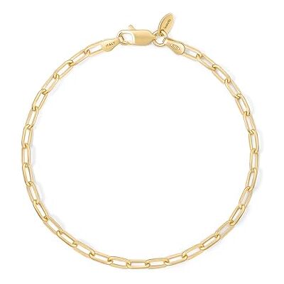 Amberta Bracelet Trombone en Argent Sterling 925 Argent Massif Chaîne pour Homme et Femme 18 19 cm Or 19 cm 3 mm Amberta Bracelet Trombone en Argent Sterling 925 Argent Massif Chaîne pour Homme et Femme 18 19 cm Or 19 cm 3 mm