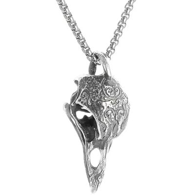 BlackAmazement Collier avec pendentif corbeau corbeau crâne tête de mort viking gothique biker femme homme, Acier inoxydable BlackAmazement Collier avec pendentif corbeau corbeau crâne tête de mort viking gothique biker femme homme, Acier inoxydable
