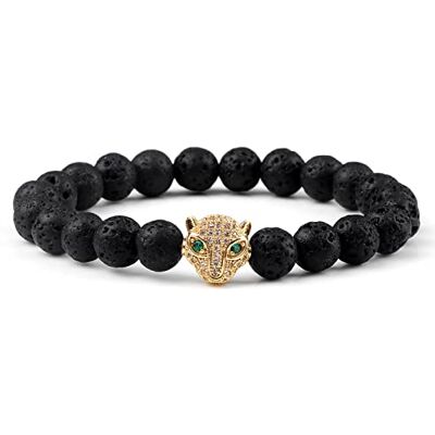 XBOW Bracelets d'équilibre en perles de lave noires pour hommes, bracelet de prière Bouddha en pierre naturelle pour femmes, bracelet tête de léopard, bijoux de yoga, style 1 XBOW Bracelets d'équilibre en perles de lave noires pour hommes, bracelet de prière Bouddha en pierre naturelle pour femmes, bracelet tête de léopard, bijoux de yoga, style 1