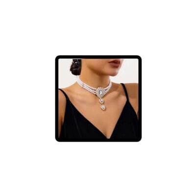 Carufin Vintage perles collier bracelet mariée mariage Collier Collier Cristal bijoux de mariée accessoires pour femmes, Une taille, Métal, Strass Carufin Vintage perles collier bracelet mariée mariage Collier Collier Cristal bijoux de mariée accessoires pour femmes, Une taille, Métal, Strass