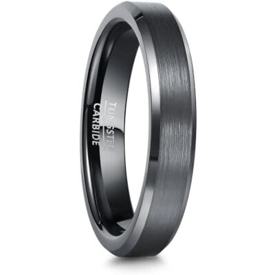 083BASE Bague en tungstène unisexe noir/bleu argenté, 4 mm/6 mm/8 mm de large, design en métal brossé, bords obliques, bijoux pour homme/femme dans différentes tailles, 54(17.5) 083BASE Bague en tungstène unisexe noir/bleu argenté, 4 mm/6 mm/8 mm de large, design en métal brossé, bords obliques, bijoux pour homme/femme dans différentes tailles, 54(17.5)