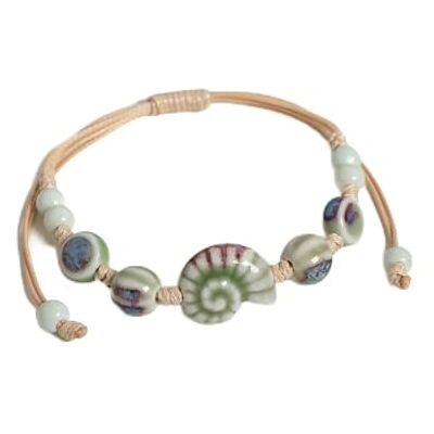 GWSGSFAS Bracelet réglable en céramique fait à la main en forme de coquillage d'escargot bleu pour homme et femme GWSGSFAS Bracelet réglable en céramique fait à la main en forme de coquillage d'escargot bleu pour homme et femme
