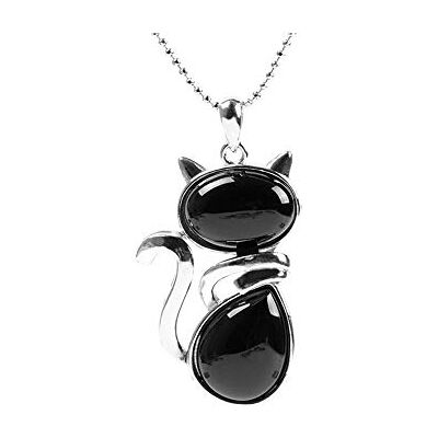 BlackAmazement Pendentif avec chaîne en pierre naturelle chat roses quartz agate œil de tigre reiki femme BlackAmazement Pendentif avec chaîne en pierre naturelle chat roses quartz agate œil de tigre reiki femme