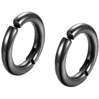 ZENSE Boucles d'oreilles noires homme anneaux sans perçage ZE0075 ZENSE Boucles d'oreilles noires homme anneaux sans perçage ZE0075