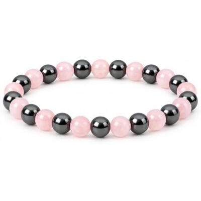 Felicidade Bracelet Quartz Rose Et Hématite Perles De 6Mm Pierres Fines Et Précieuses, Taille Unique, Pierre Semi-Précieuse, Cadeau Homme Et Femme Pour Anniversaire Felicidade Bracelet Quartz Rose Et Hématite Perles De 6Mm Pierres Fines Et Précieuses, Taille Unique, Pierre Semi-Précieuse, Cadeau Homme Et Femme Pour Anniversaire