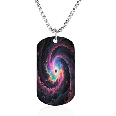 KOAYUBFC Collier avec plaque d'identité en forme de vortex d'étrange nébuleuse Chaîne de 60 cm Pendentif photo personnalisé pour homme et femme En acier inoxydable Cadeau souvenir de deuil KOAYUBFC Collier avec plaque d'identité en forme de vortex d'étrange nébuleuse Chaîne de 60 cm Pendentif photo personnalisé pour homme et femme En acier inoxydable Cadeau souvenir de deuil