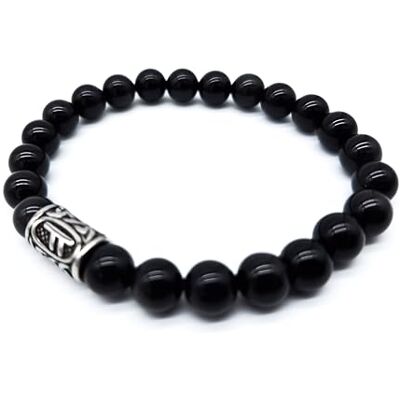Bracelet Viking Futhark Rune en pierres précieuses (18/21 cm) pour femme/homme dans une boîte cadeau, protection de l'énergie porte-bonheur Bracelet Viking Futhark Rune en pierres précieuses (18/21 cm) pour femme/homme dans une boîte cadeau, protection de l'énergie porte-bonheur
