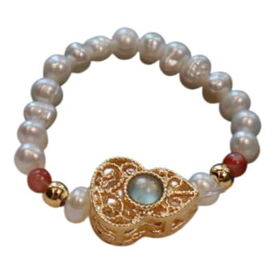 JINGXIGE Bague Pierre Naturelle Femme Bague En Perle D'Eau Douce Naturelle Avec Perles De Cristal Colorées Et Élasticité Gourde En Agate Rouge Du Sud JINGXIGE Bague Pierre Naturelle Femme Bague En Perle D'Eau Douce Naturelle Avec Perles De Cristal Colorées Et Élasticité Gourde En Agate Rouge Du Sud