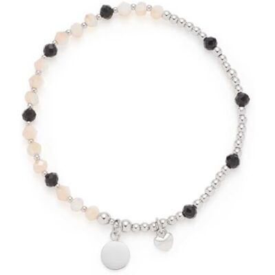 JEWELS BY LEONARDO Bracelet You & Me Liora • Bracelet élastique en acier inoxydable argenté • Fines boules argentées avec perles de verre noires et blanches • Longueur 20 cm • Bijou cadeau pour femme JEWELS BY LEONARDO Bracelet You & Me Liora • Bracelet élastique en acier inoxydable argenté • Fines boules argentées avec perles de verre noires et blanches • Longueur 20 cm • Bijou cadeau pour femme