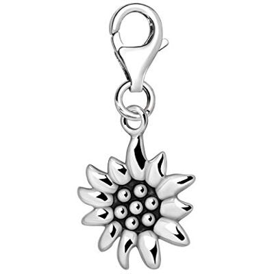Quiges Breloque en argent 925 Motif soleil et fleurs Avec fermoir mousqueton Pour bracelets Quiges Breloque en argent 925 Motif soleil et fleurs Avec fermoir mousqueton Pour bracelets