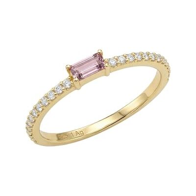 amor Bague pour femme en argent 925 Plaqué or/doré Avec pierre en zircone Bague baguette amor Bague pour femme en argent 925 Plaqué or/doré Avec pierre en zircone Bague baguette