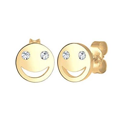 Elli Boucles d'oreilles Smiley Face Emoji Cristaux Swarovski® Argent 925 Elli Boucles d'oreilles Smiley Face Emoji Cristaux Swarovski® Argent 925