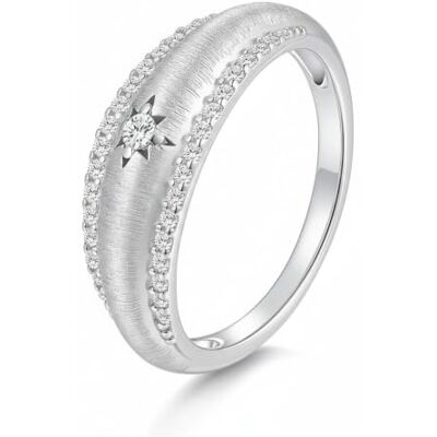 ZUOHUI Bague flottante unisexe en argent sterling S925, ronde, moissanite italienne brossée(Silver,5) ZUOHUI Bague flottante unisexe en argent sterling S925, ronde, moissanite italienne brossée(Silver,5)