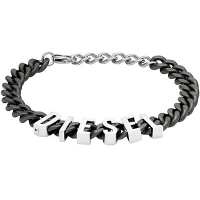 Diesel Bracelet homme en acier inoxydable 2 tons avec fermoir mousqueton Diesel Bracelet homme en acier inoxydable 2 tons avec fermoir mousqueton