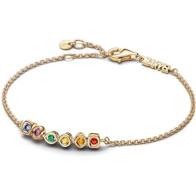 PANDORA Moments The Avengers Infinity Steine Gliederarmband aus Sterling Silber mit vergoldeter Metalllegierung und künstlichen Kristallen, Größe: 16cm, 562960C01-16 PANDORA Moments The Avengers Infinity Steine Gliederarmband aus Sterling Silber mit vergoldeter Metalllegierung und künstlichen Kristallen, Größe: 16cm, 562960C01-16