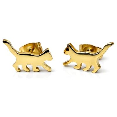 BlackAmazement Lot de 2 boucles d'oreilles en acier inoxydable 316L Motif chat Or rose et argent Noir poli Pour homme et femme BlackAmazement Lot de 2 boucles d'oreilles en acier inoxydable 316L Motif chat Or rose et argent Noir poli Pour homme et femme