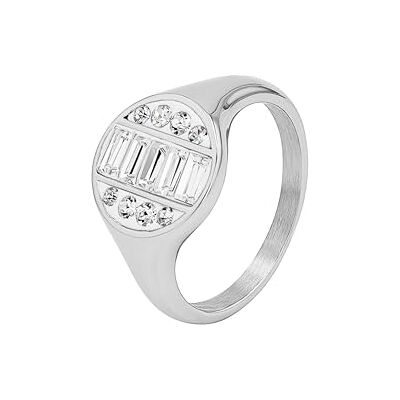 TOM TAILOR Bague pour Femme en Acier inoxydable Argenté avec Preciosa Motif en Forme de Cercle TOM TAILOR Bague pour Femme en Acier inoxydable Argenté avec Preciosa Motif en Forme de Cercle