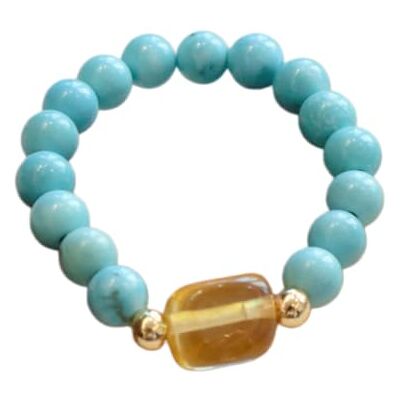 JINGXIGE Bague En Cristal Naturel Bague Élastique En Magnésite Naturelle Non Turquoise Style Ambre JINGXIGE Bague En Cristal Naturel Bague Élastique En Magnésite Naturelle Non Turquoise Style Ambre