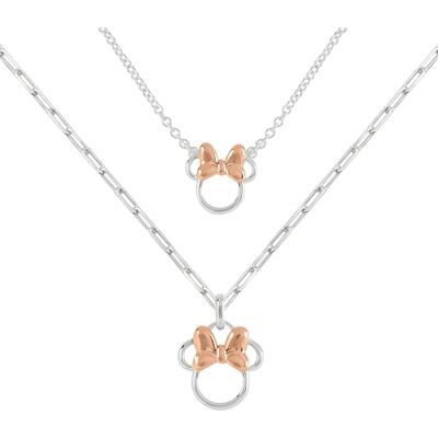 Disney Minnie Mouse Parure de Collier avec Pendentif en Zircone Cubique, 2 Tons, Taille Unique, Laiton Disney Minnie Mouse Parure de Collier avec Pendentif en Zircone Cubique, 2 Tons, Taille Unique, Laiton