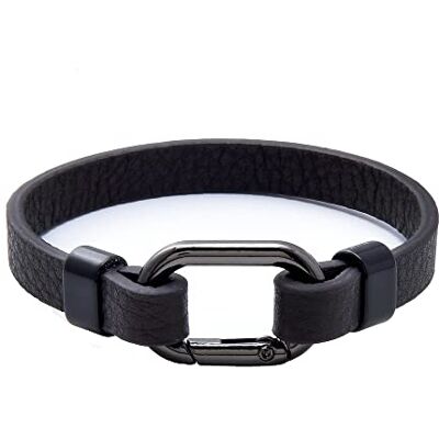 ZENSE Bracelet homme tendance en cuir et attache en acier noir ZB0352 ZENSE Bracelet homme tendance en cuir et attache en acier noir ZB0352