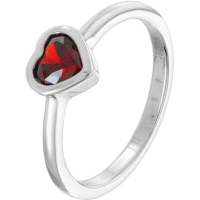 trendor Bague pour femme avec cœur rouge grenat, argent 925 rhodié Bague argent sterling rhodié, bague avec zircone cubique, bague cœur avec pierre, bague en zircone cubique avec motif cœur trendor Bague pour femme avec cœur rouge grenat, argent 925 rhodié Bague argent sterling rhodié, bague avec zircone cubique, bague cœur avec pierre, bague en zircone cubique avec motif cœur