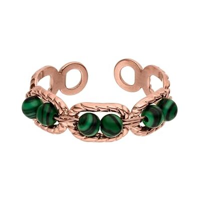 Purelei Bague Green Harmony avec perles en pierre verte, bague réglable en acier inoxydable, étanche, bague tendance taille 50-56, or, argent ou or rose Purelei Bague Green Harmony avec perles en pierre verte, bague réglable en acier inoxydable, étanche, bague tendance taille 50-56, or, argent ou or rose