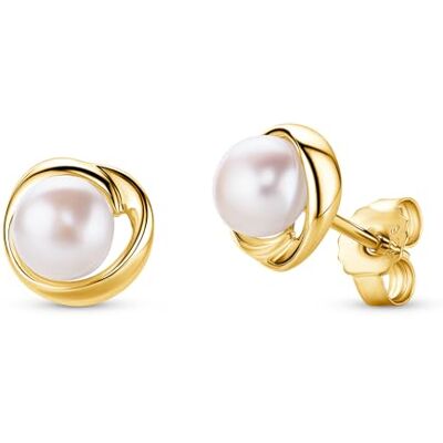 Miore Bijoux pour femme en argent 925 plaqué or 18 carats, boucles d'oreilles en argent 925 plaqué or avec perles d'eau douce blanches, boucles d'oreilles hypoallergéniques, bijoux en perles dans une Miore Bijoux pour femme en argent 925 plaqué or 18 carats, boucles d'oreilles en argent 925 plaqué or avec perles d'eau douce blanches, boucles d'oreilles hypoallergéniques, bijoux en perles dans une