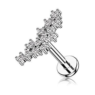 BlackAmazement Boucles d'oreilles en acier inoxydable 316L Labret Monroe Tragus Helix Cluster étoile étoile 6 mm 8 mm Zircon Cristal CZ Argent Femme BlackAmazement Boucles d'oreilles en acier inoxydable 316L Labret Monroe Tragus Helix Cluster étoile étoile 6 mm 8 mm Zircon Cristal CZ Argent Femme
