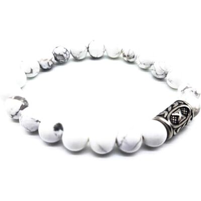 Bracelet Viking Futhark Rune en pierres précieuses (18/21 cm) pour femme/homme dans une boîte cadeau, protection de l'énergie porte-bonheur Bracelet Viking Futhark Rune en pierres précieuses (18/21 cm) pour femme/homme dans une boîte cadeau, protection de l'énergie porte-bonheur