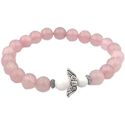 Viking Bracelet en quartz rose fait à la main avec ange gardien dans une boîte cadeau Bonheur, amour, énergie, famille Viking Bracelet en quartz rose fait à la main avec ange gardien dans une boîte cadeau Bonheur, amour, énergie, famille