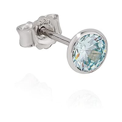 NKlaus Boucles d'oreilles simples calice en argent 925 5mm zirconium aigue-marine bleu clair 11215 NKlaus Boucles d'oreilles simples calice en argent 925 5mm zirconium aigue-marine bleu clair 11215