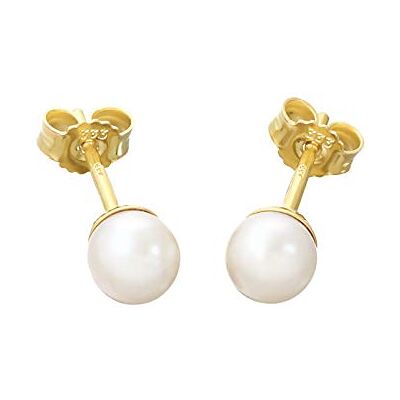 NKlaus Paire de clous d'oreilles en perles 4,5mm 333 or jaune 8 carats Perle d'eau douce de culture Boucles d'oreilles 9083 NKlaus Paire de clous d'oreilles en perles 4,5mm 333 or jaune 8 carats Perle d'eau douce de culture Boucles d'oreilles 9083