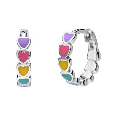 Lucardi Kinder Zilveren oorring hart enamel multi Oorbellen 925 Zilver Zilverkleurig Lucardi Kinder Zilveren oorring hart enamel multi Oorbellen 925 Zilver Zilverkleurig