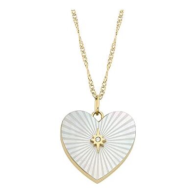 Fossil Collier pour femme en acier inoxydable avec fermoir mousqueton et pendentif en forme de coeur Fossil Collier pour femme en acier inoxydable avec fermoir mousqueton et pendentif en forme de coeur