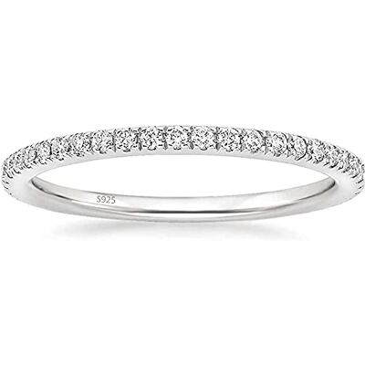Scott Eternity Bague 925 en argent sterling avec cristal de zircone pour femme en argent, or rose et or pour femme avec pierre et étroite Scott Eternity Bague 925 en argent sterling avec cristal de zircone pour femme en argent, or rose et or pour femme avec pierre et étroite