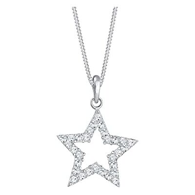 Elli Halskette Damen Stern Anhänger Astro mit Kristallen in 925 Sterling Silber, 450, Cristal Swarovski, Cristal Elli Halskette Damen Stern Anhänger Astro mit Kristallen in 925 Sterling Silber, 450, Cristal Swarovski, Cristal
