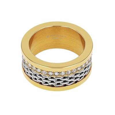 TOM TAILOR Bague pour femme en acier inoxydable Plaqué or/doré Avec pierre en oxyde de zirconium TOM TAILOR Bague pour femme en acier inoxydable Plaqué or/doré Avec pierre en oxyde de zirconium